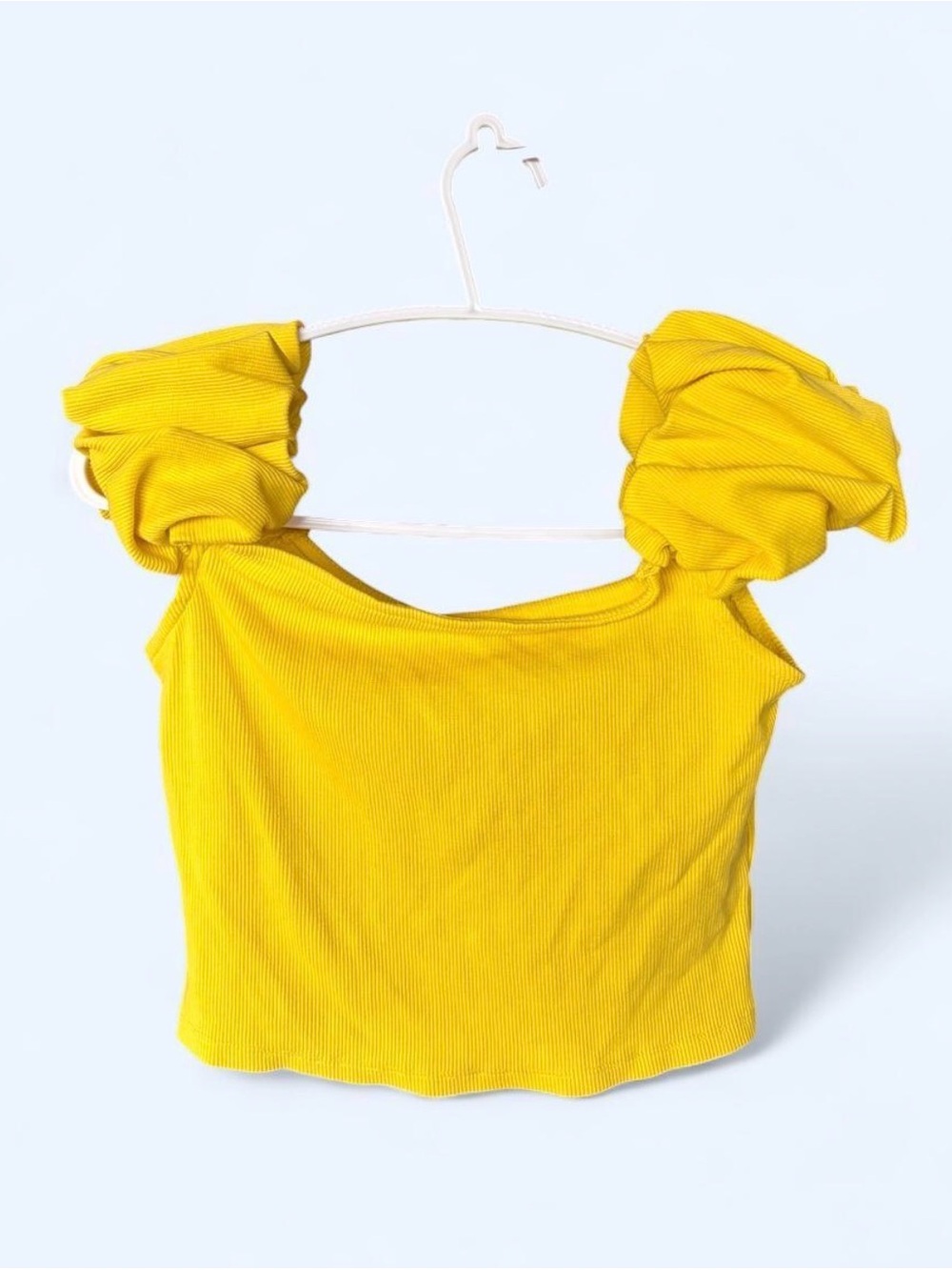 H&M Yellow Puff-Sleeve Crop Top